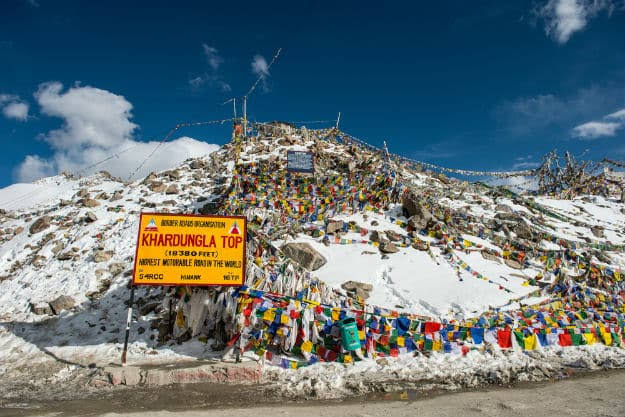 Khardung La — High mountain pass — Leh to Hunder via Khardung La — India